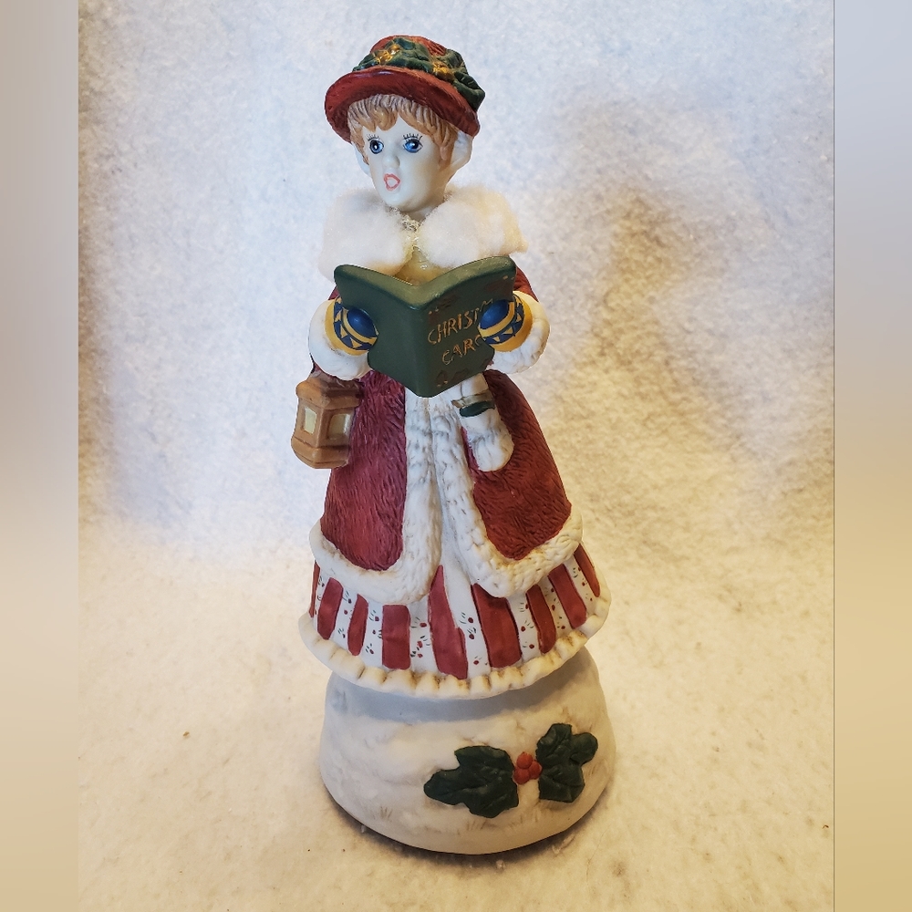 Classic Treasures Porcelain Woman Caroler Music Box